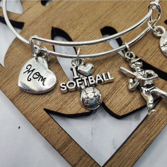 Softball Mom Expandable Charm Bracelet - Picture 9 of 11